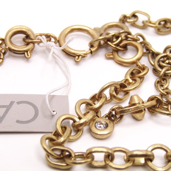 Vintage CAbi Coin Necklace Gold Silver Triple Strand Layered Statement Bib NWT - Picture 4 of 4